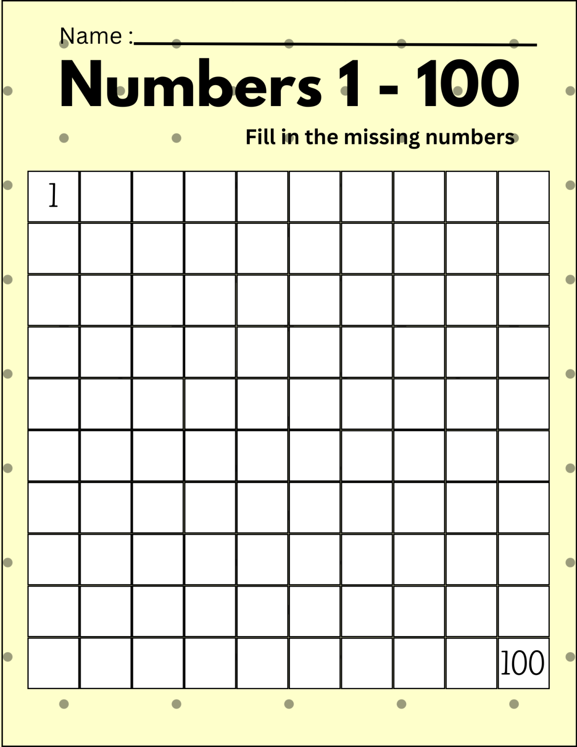 Hundreds Charts Numbers To Free Printable Pdf Files