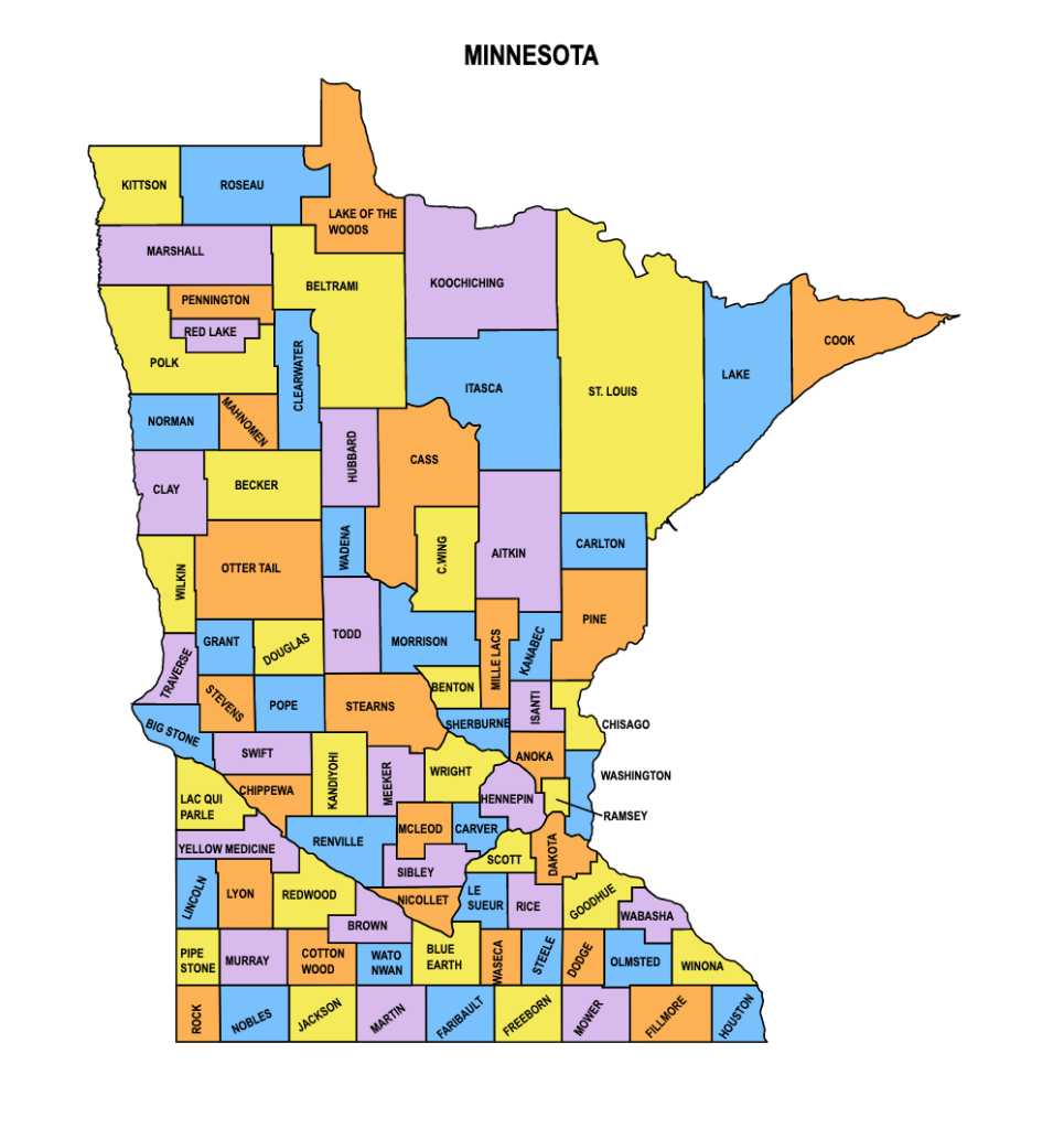 Minnesota County Map Editable Printable State County Maps