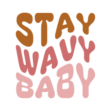 Retro wavy stacked text template with groovy letters in rust, rose and pink