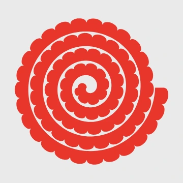 Classic rose rolled paper flower template with even scalloped petals