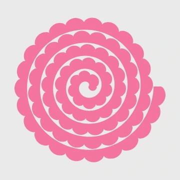 Peony paper flower template with tall rounded petals