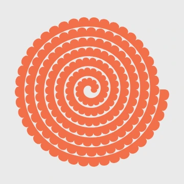 Tight rosette paper flower template with many small scalloped turns