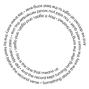 Song lyrics spiral text template for a custom lyric poster