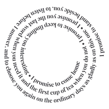 Wedding vows spiral text template for an anniversary print