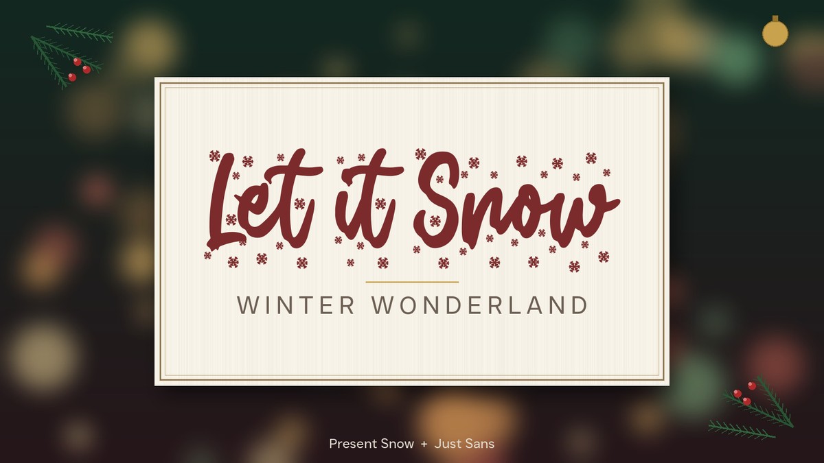 Let it Snow winter wonderland playful Christmas font pairing on a cozy holiday sign mockup