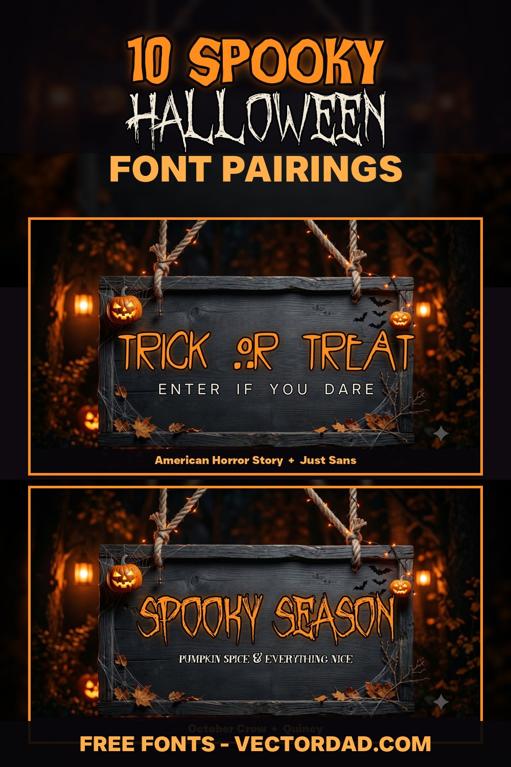 10 Spooky Halloween Font Pairings free fonts for Cricut Pinterest pin