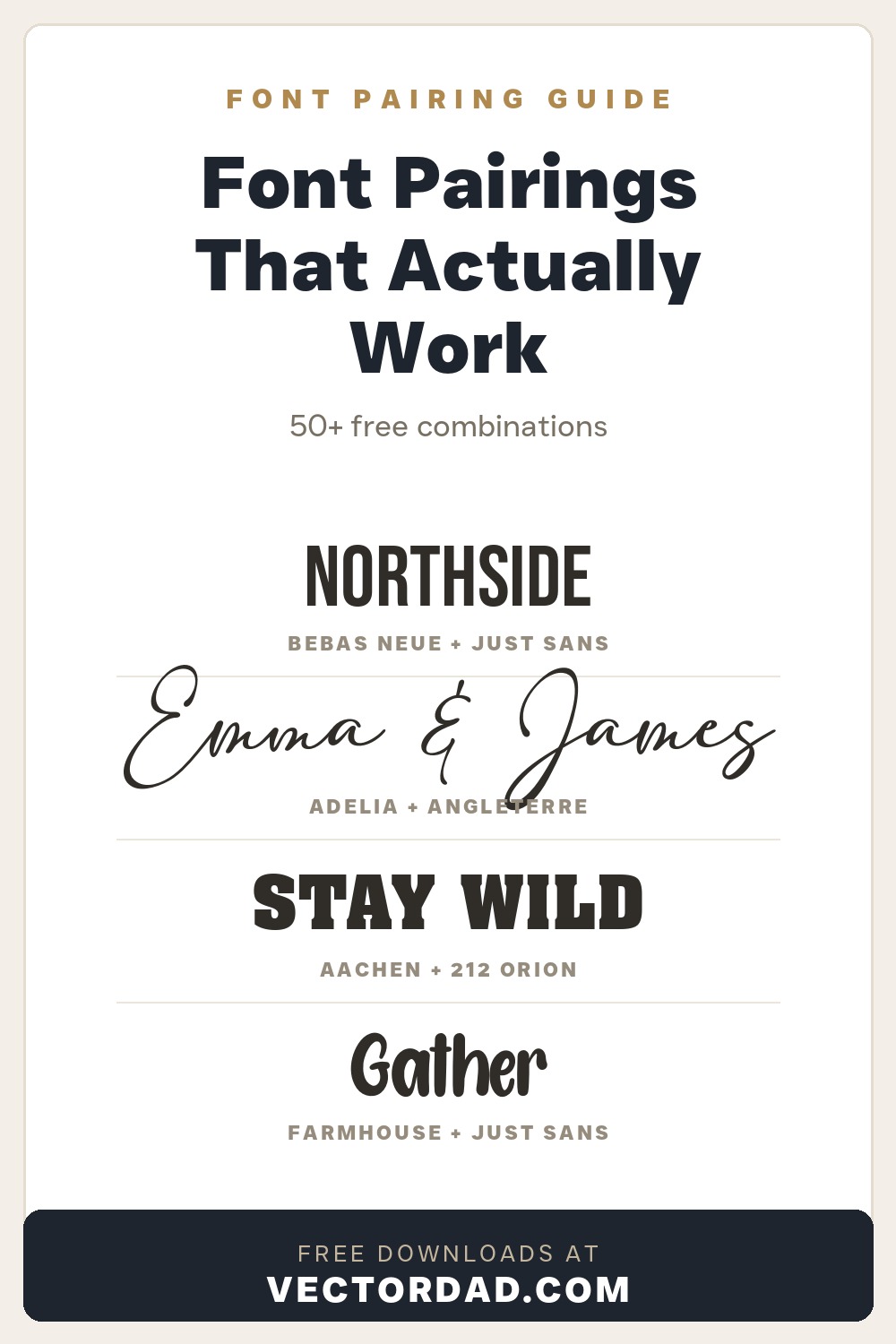 Font Pairings That Actually Work - 50+ free font combinations from VectorDad