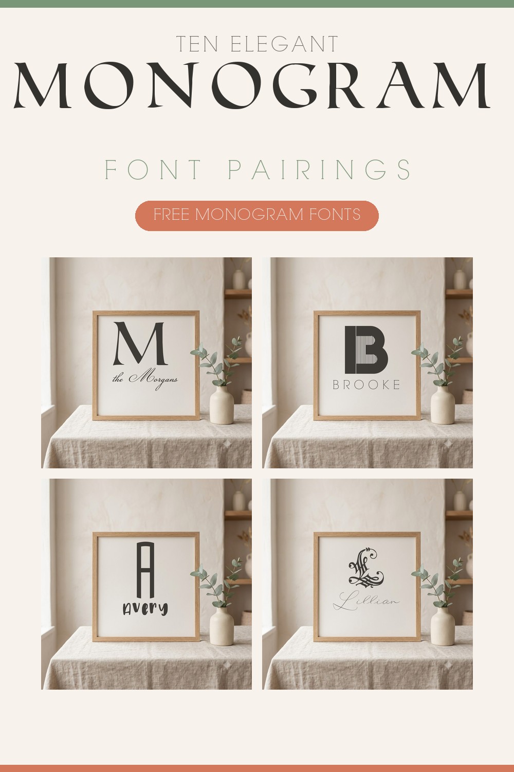 10 monogram font pairings using free fonts from VectorDad