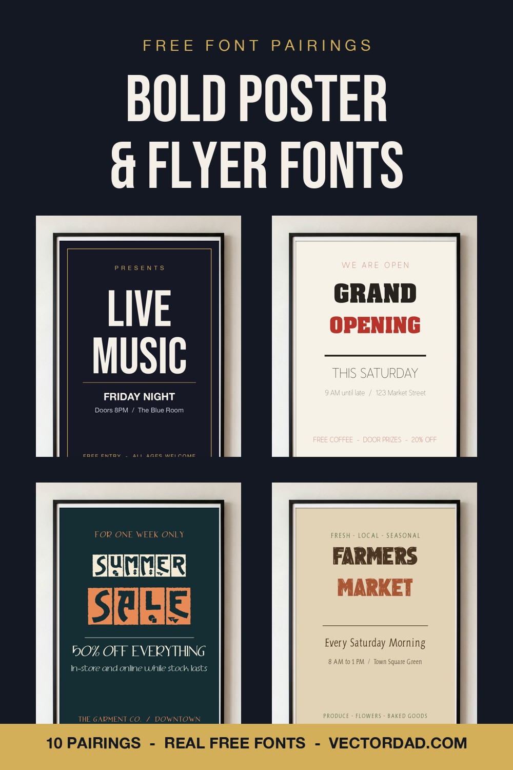 Bold font pairings for posters and flyers – free fonts from VectorDad