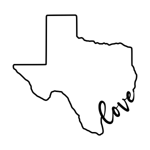 Free Texas outline with LOVE on border, cricut or Silhouette design, vector image, pattern, map shape cutting file.