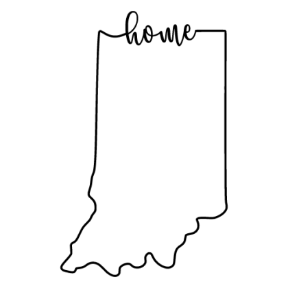 Free Indiana outline with HOME on border, cricut or Silhouette design, vector image, pattern, map shape cutting file.
