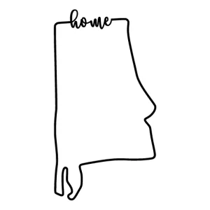 Free Alabama vector outline with text home on border, cricut or Silhouette design, vector image, pattern, map shape cutting file