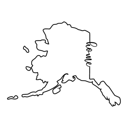 Free Alaska Vector Outline with “Home” on Border ready to cut for Cricut, Silhouette, and other laser cutting and craft cutting machines.