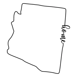 Free Arizona vector outline with text home on border, cricut or Silhouette design, vector image, pattern, map shape cutting file
