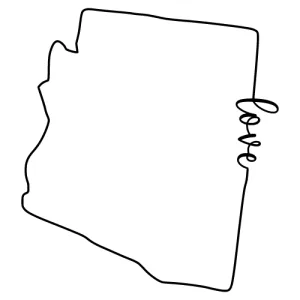 Free Arizona vector outline with text love on border, cricut or Silhouette design, vector image, pattern, map shape cutting file