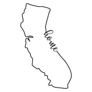 Free California outline with HOME on border, cricut or Silhouette design, vector image, pattern, map shape cutting file.