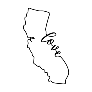 Free California outline with LOVE on border, cricut or Silhouette design, vector image, pattern, map shape cutting file.