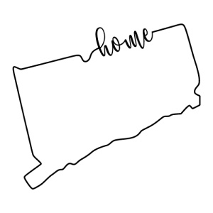 Free Connecticut outline with HOME on border, cricut or Silhouette design, vector image, pattern, map shape cutting file.