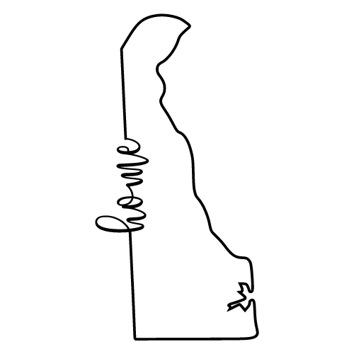 Free Delaware Vector Outline with “Home”on Border
