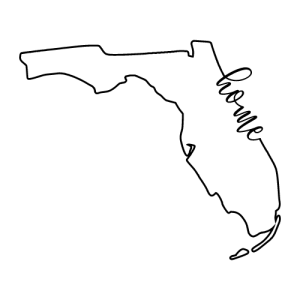 Free Florida outline with HOME on border, cricut or Silhouette design, vector image, pattern, map shape cutting file.