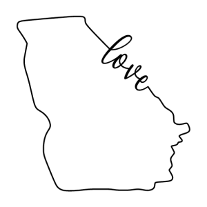 Free Georgia outline with LOVE on border, cricut or Silhouette design, vector image, pattern, map shape cutting file