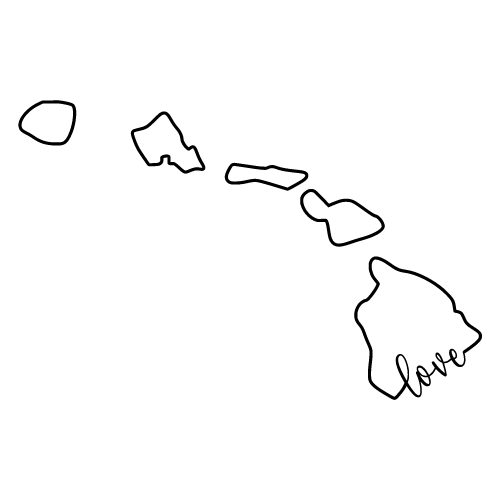 Free Hawaii Vector Outline with “Love” on Border