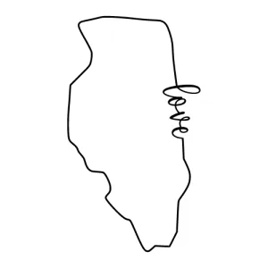 Free Illinois outline with LOVE on border, cricut or Silhouette design, vector image, pattern, map shape cutting file.