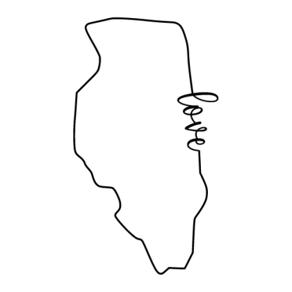 Free Illinois Vector Outline with “Love” on Border