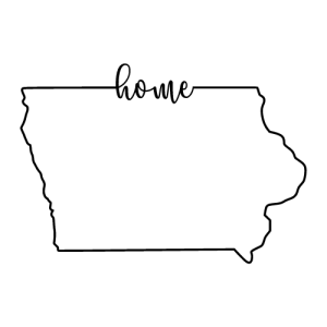 Free Iowa outline with HOME on border, cricut or Silhouette design, vector image, pattern, map shape cutting file.