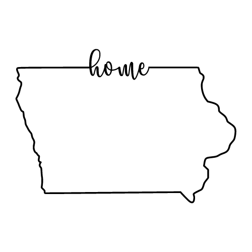 Free Iowa Vector Outline with “Home” on Border