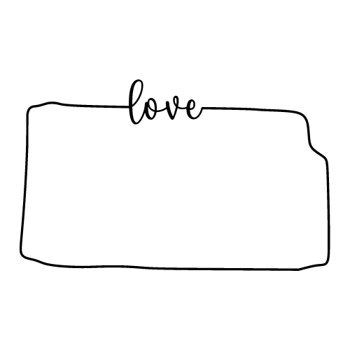 Free Kansas Vector Outline with “Love” on Border