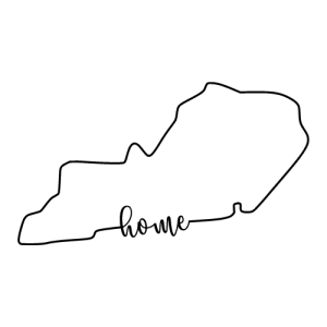 Free Kentucky outline with HOME on border, cricut or Silhouette design, vector image, pattern, map shape cutting file.