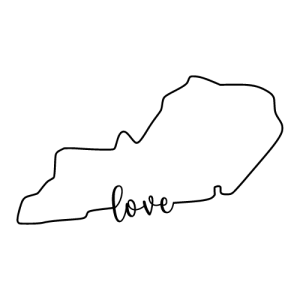 Free Kentucky outline with LOVE on border, cricut or Silhouette design, vector image, pattern, map shape cutting file.