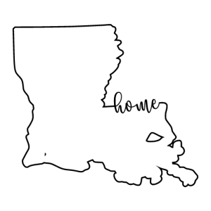 Free Louisiana outline with HOME on border, cricut or Silhouette design, vector image, pattern, map shape cutting file.