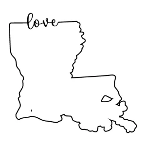 Free Louisiana outline with LOVE on border, cricut or Silhouette design, vector image, pattern, map shape cutting file.