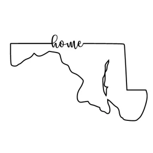 Free Maryland outline with HOME on border, cricut or Silhouette design, vector image, pattern, map shape cutting file.