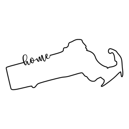 Free Massachusetts Vector Outline with “Home” on Border