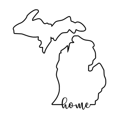 Free Michigan Vector Outline With “Home” On Border