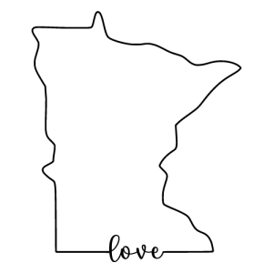 Free Minnesota outline with LOVE on border, cricut or Silhouette design, vector image, pattern, map shape cutting file.