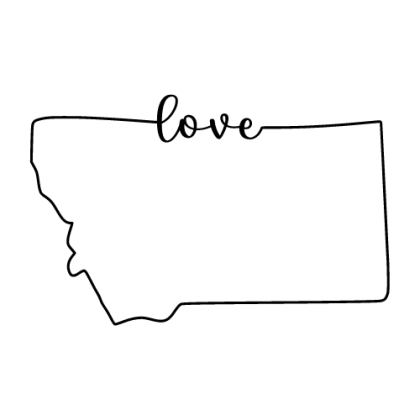 Free Montana outline with LOVE on border, cricut or Silhouette design, vector image, pattern, map shape cutting file.