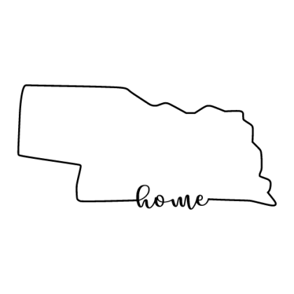 Free Nebraska outline with HOME on border, cricut or Silhouette design, vector image, pattern, map shape cutting file.