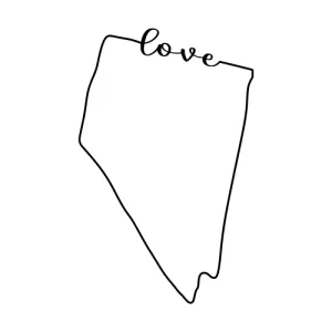 Free Nevada outline with LOVE on border, cricut or Silhouette design, vector image, pattern, map shape cutting file.