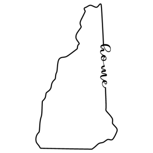 Free New Hampshire outline with HOME on border, cricut or Silhouette design, vector image, pattern, map shape cutting file.