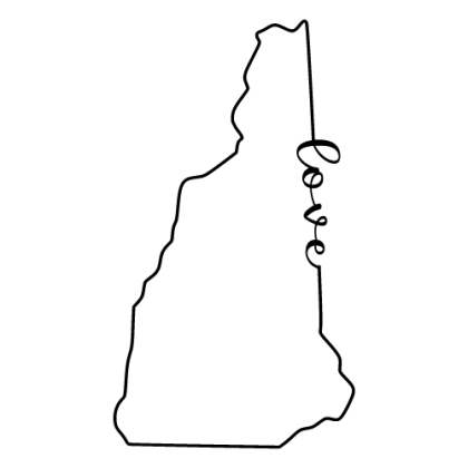 Free New Hampshire outline with LOVE on border, cricut or Silhouette design, vector image, pattern, map shape cutting file.