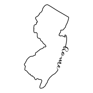 Free New Jersey outline with HOME on border, cricut or Silhouette design, vector image, pattern, map shape cutting file.