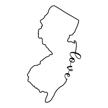 Free New Jersey outline with LOVE on border, cricut or Silhouette design, vector image, pattern, map shape cutting file.