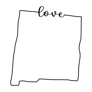 Free New Mexico outline with LOVE on border, cricut or Silhouette design, vector image, pattern, map shape cutting file.
