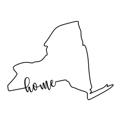 Free New York outline with HOME on border, cricut or Silhouette design, vector image, pattern, map shape cutting file.