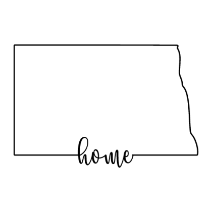 Free North Dakota outline with HOME on border, cricut or Silhouette design, vector image, pattern, map shape cutting file.
