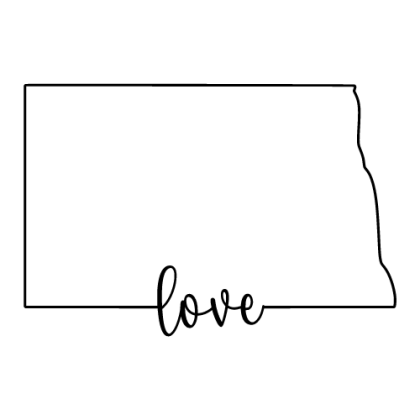 Free North Dakota Vector Outline with “Love” on Border